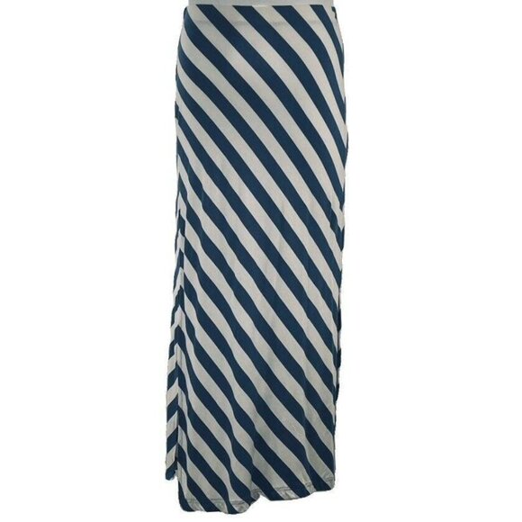 Design History Womens Diagonal Stripe Maxi Skirt Blue & White Size M - Picture 1 of 5